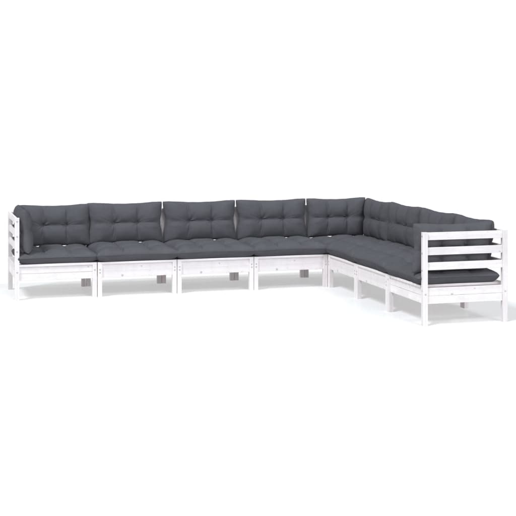 Hagesofagruppe Med Puter 8 Deler Hvit Heltre Furu