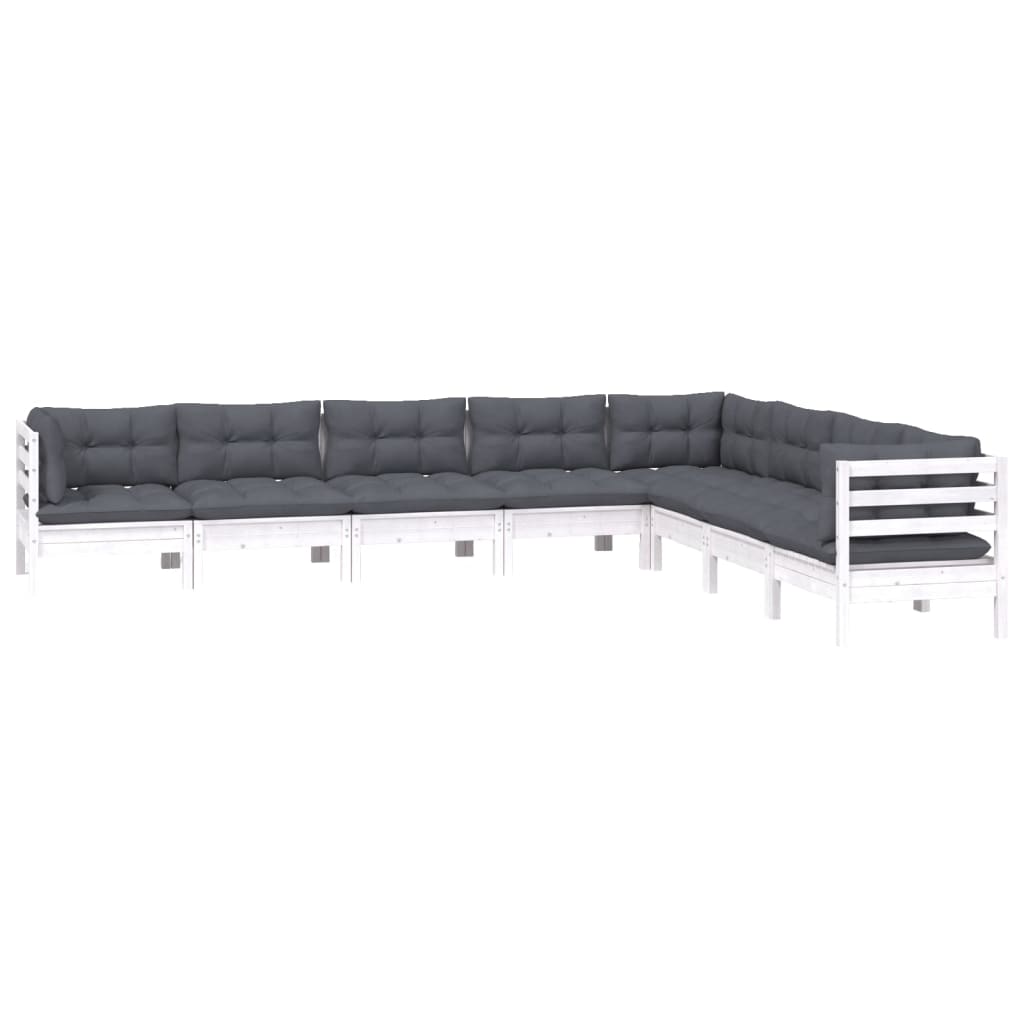 Hagesofagruppe Med Puter 8 Deler Hvit Heltre Furu