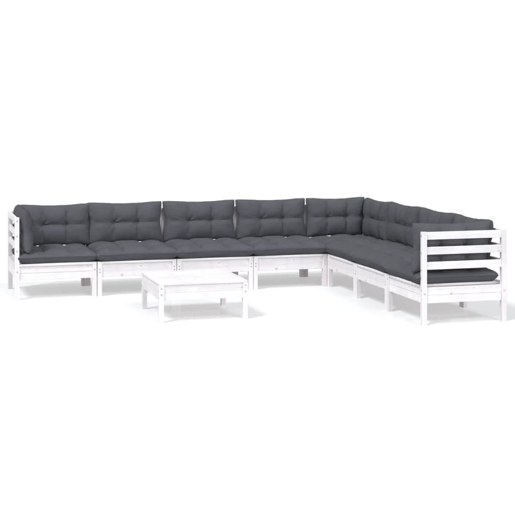 Hagesofagruppe Med Puter 9 Deler Hvit Heltre Furu