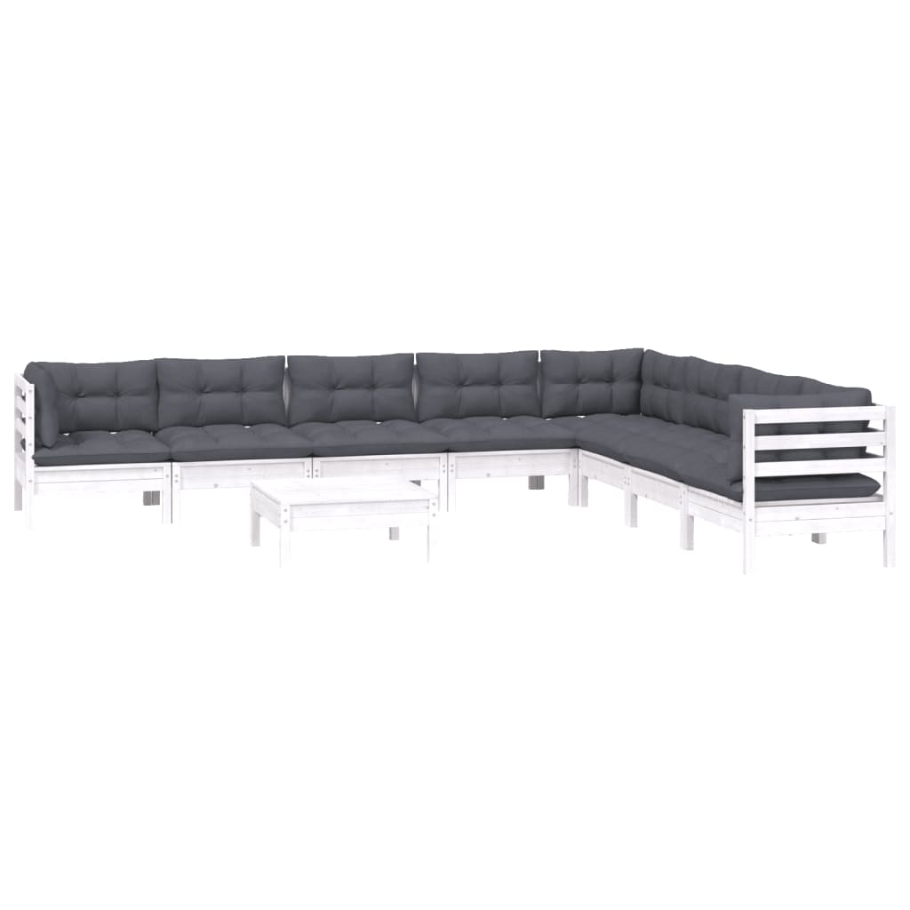 Hagesofagruppe Med Puter 9 Deler Hvit Heltre Furu