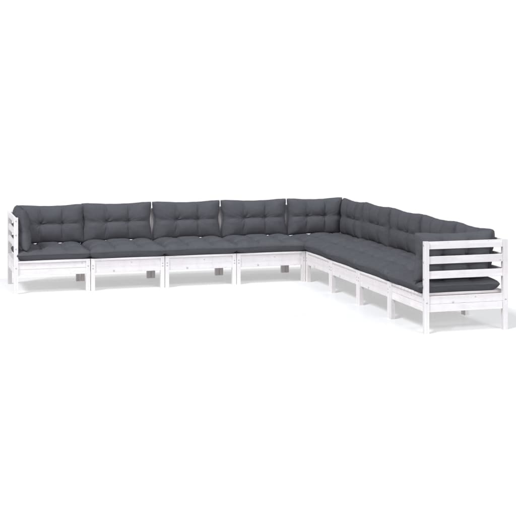 Hagesofagruppe Med Puter 9 Deler Hvit Heltre Furu