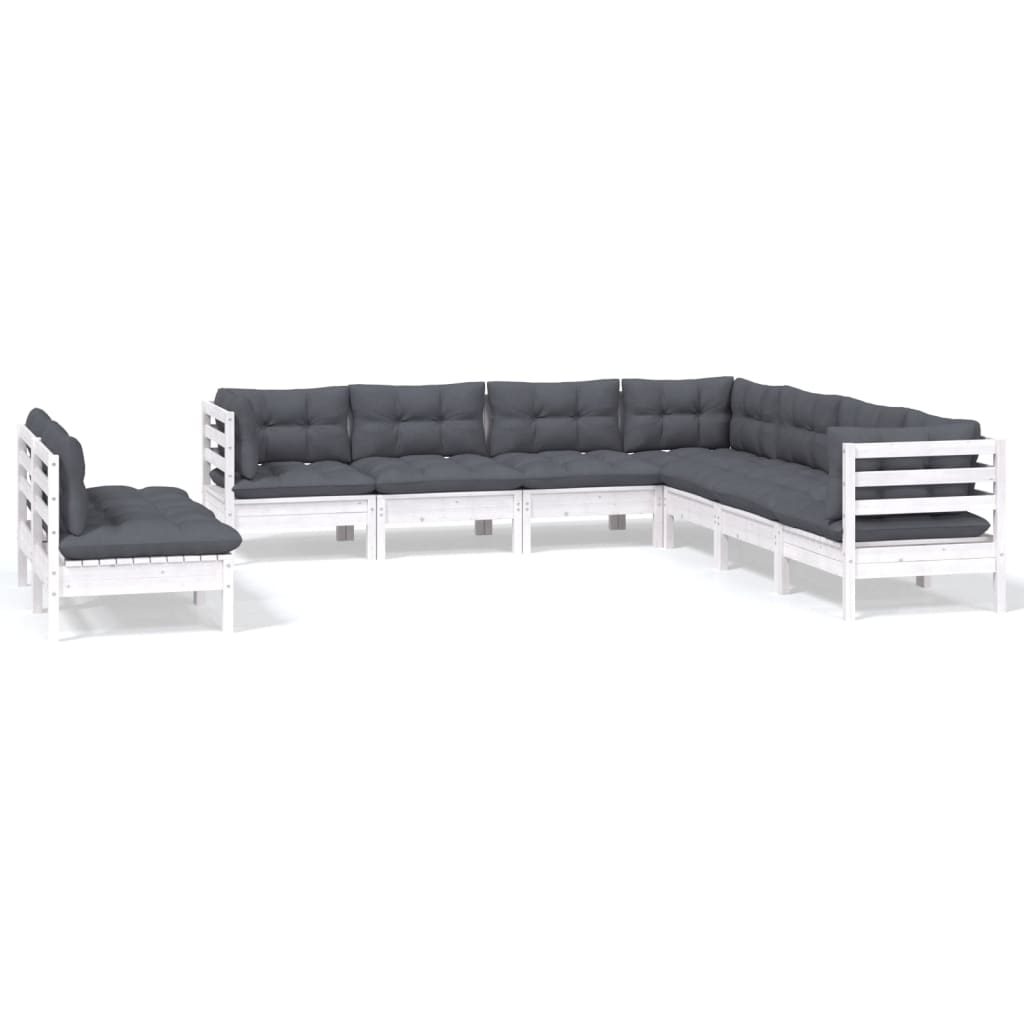 Hagesofagruppe Med Puter 9 Deler Hvit Heltre Furu