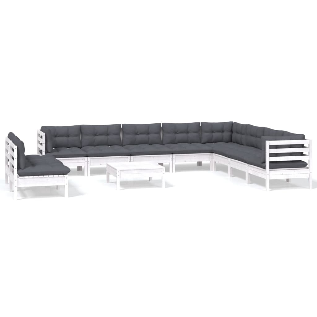 Hagesofagruppe Med Puter 11 Deler Hvit Heltre Furu