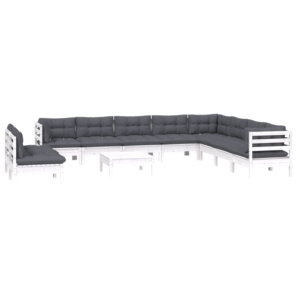 Hagesofagruppe Med Puter 11 Deler Hvit Heltre Furu