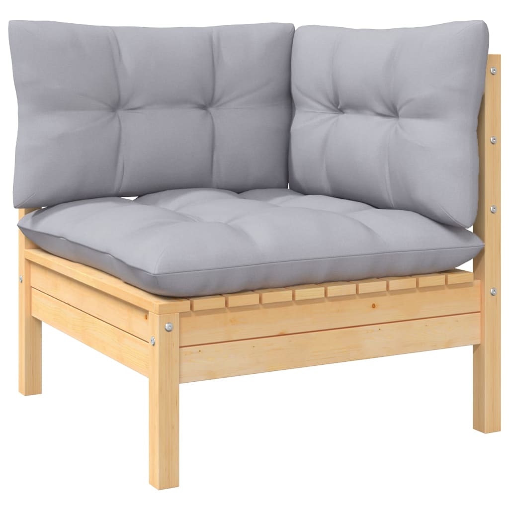 Hagesofagruppe Med Grå Puter 11 Deler Heltre Furu