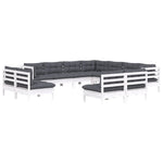 Hagesofagruppe Med Puter 11 Deler Hvit Heltre Furu