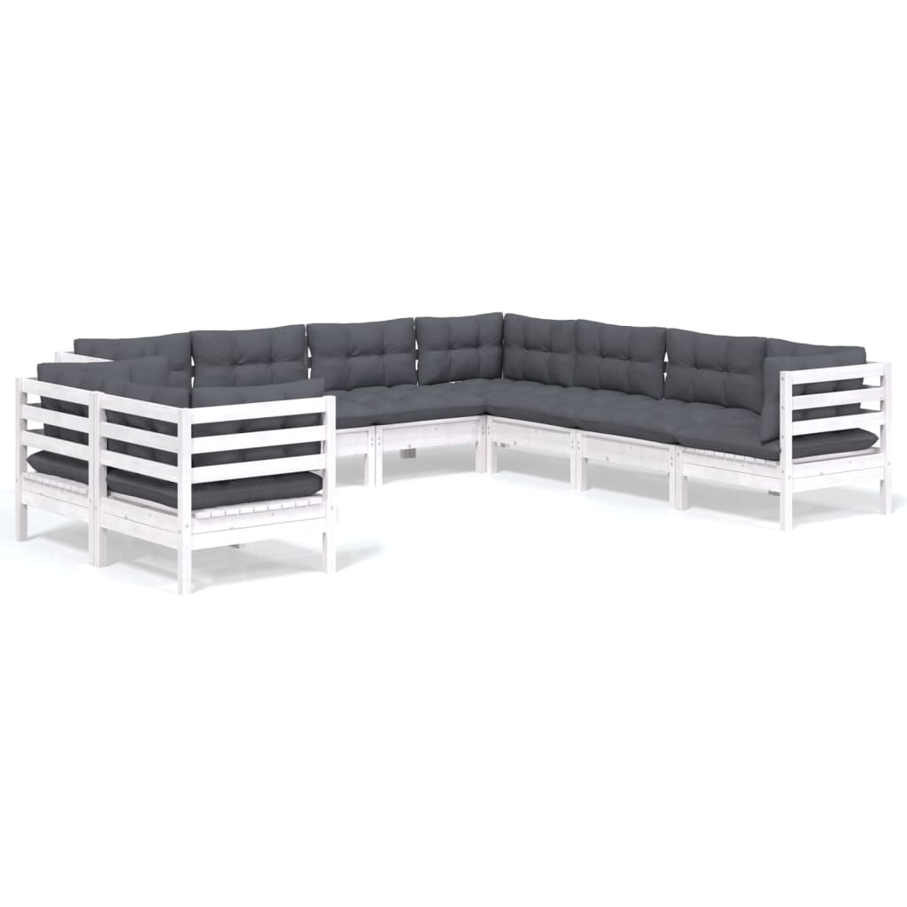 Hagesofagruppe Med Puter 9 Deler Hvit Heltre Furu
