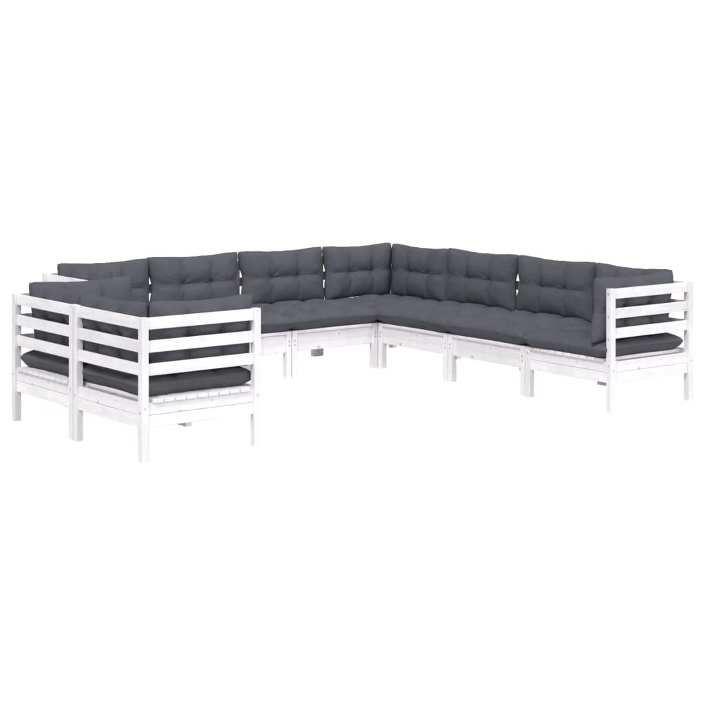 Hagesofagruppe Med Puter 9 Deler Hvit Heltre Furu