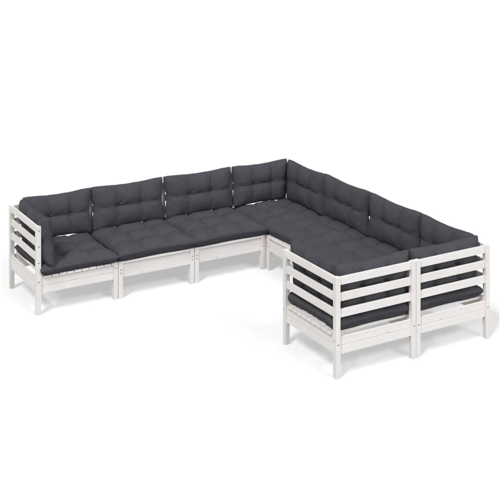 Hagesofagruppe Med Puter 8 Deler Hvit Heltre Furu