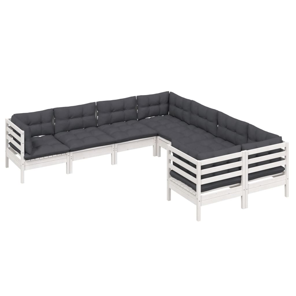 Hagesofagruppe Med Puter 8 Deler Hvit Heltre Furu