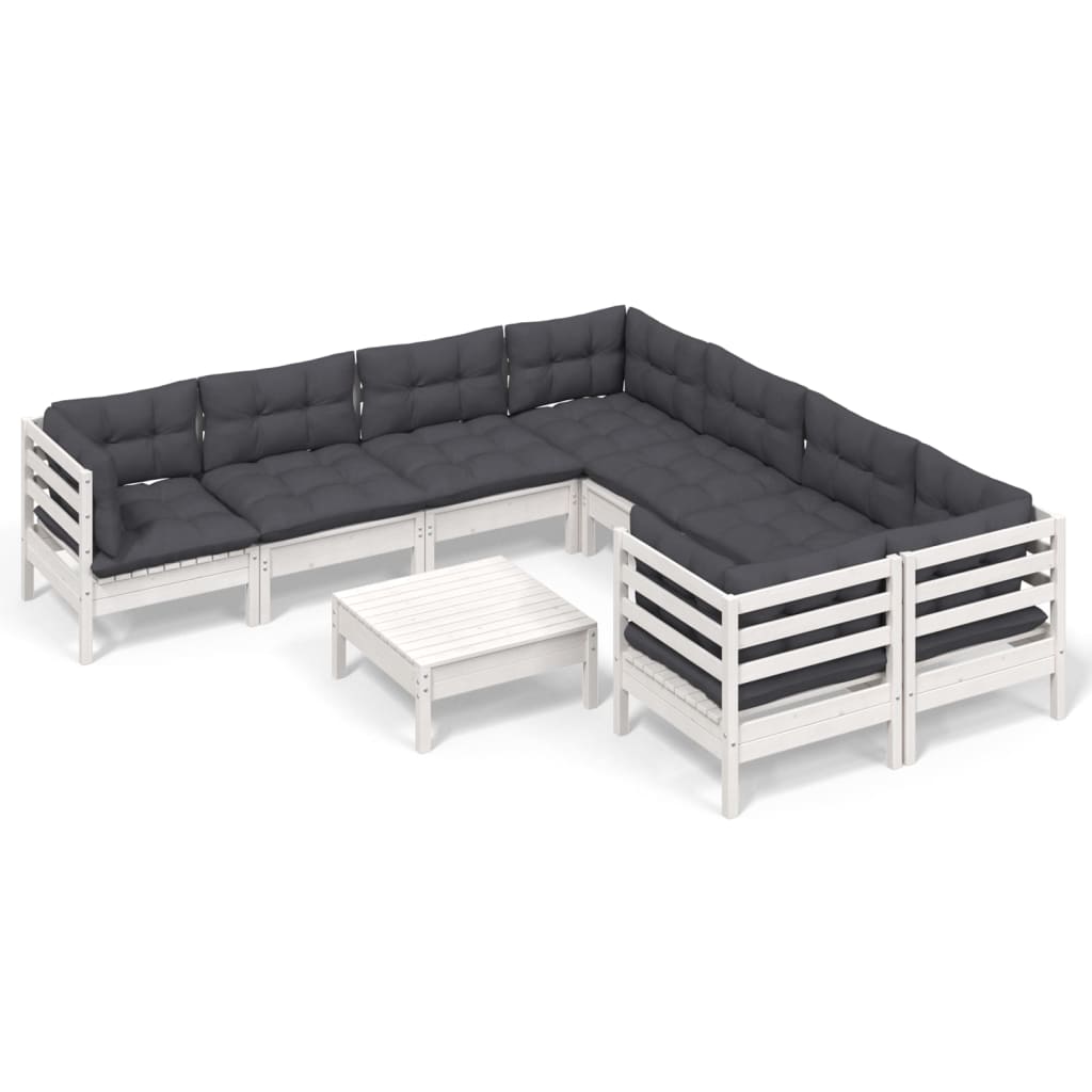 Hagesofagruppe Med Puter 9 Deler Hvit Heltre Furu