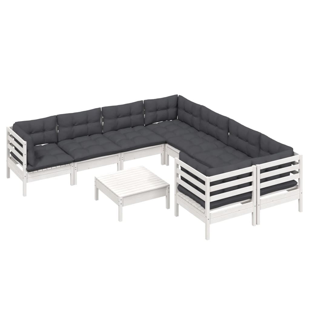 Hagesofagruppe Med Puter 9 Deler Hvit Heltre Furu