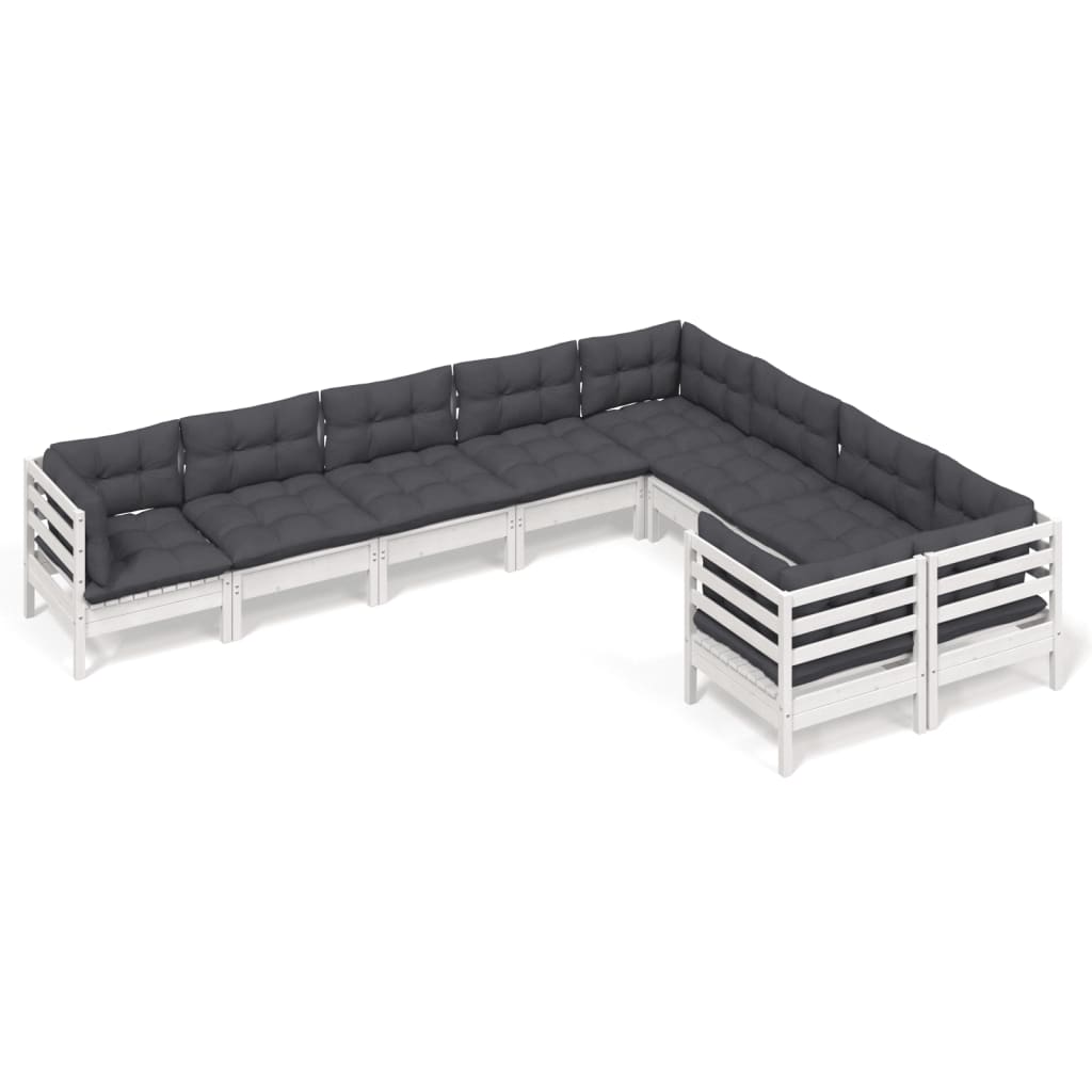 Hagesofagruppe Med Puter 9 Deler Hvit Heltre Furu