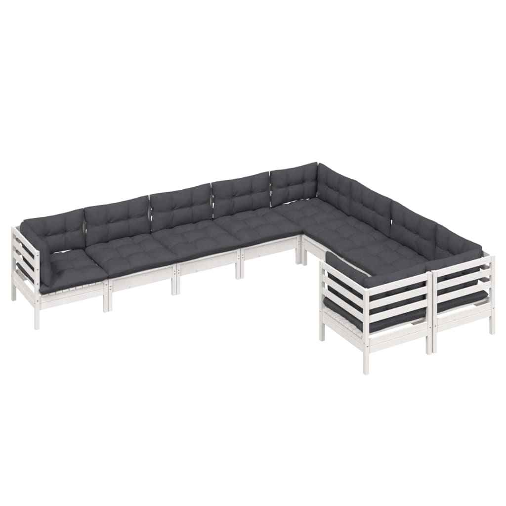 Hagesofagruppe Med Puter 9 Deler Hvit Heltre Furu