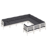 Hagesofagruppe Med Puter 10 Deler Hvit Heltre Furu