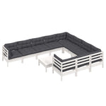 Hagesofagruppe Med Puter 11 Deler Hvit Heltre Furu