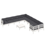 Hagesofagruppe Med Puter 11 Deler Hvit Heltre Furu