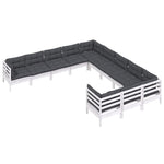 Hagesofagruppe Med Puter 11 Deler Hvit Heltre Furu