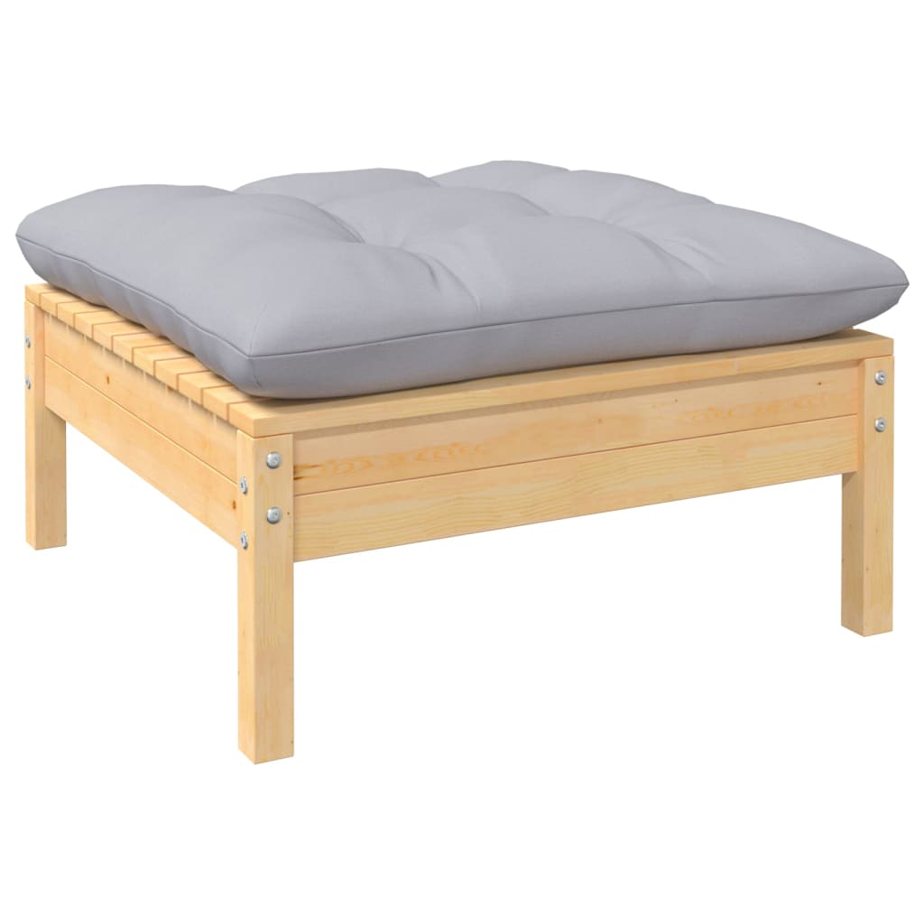 Hagesofagruppe Med Grå Puter 11 Deler Furu