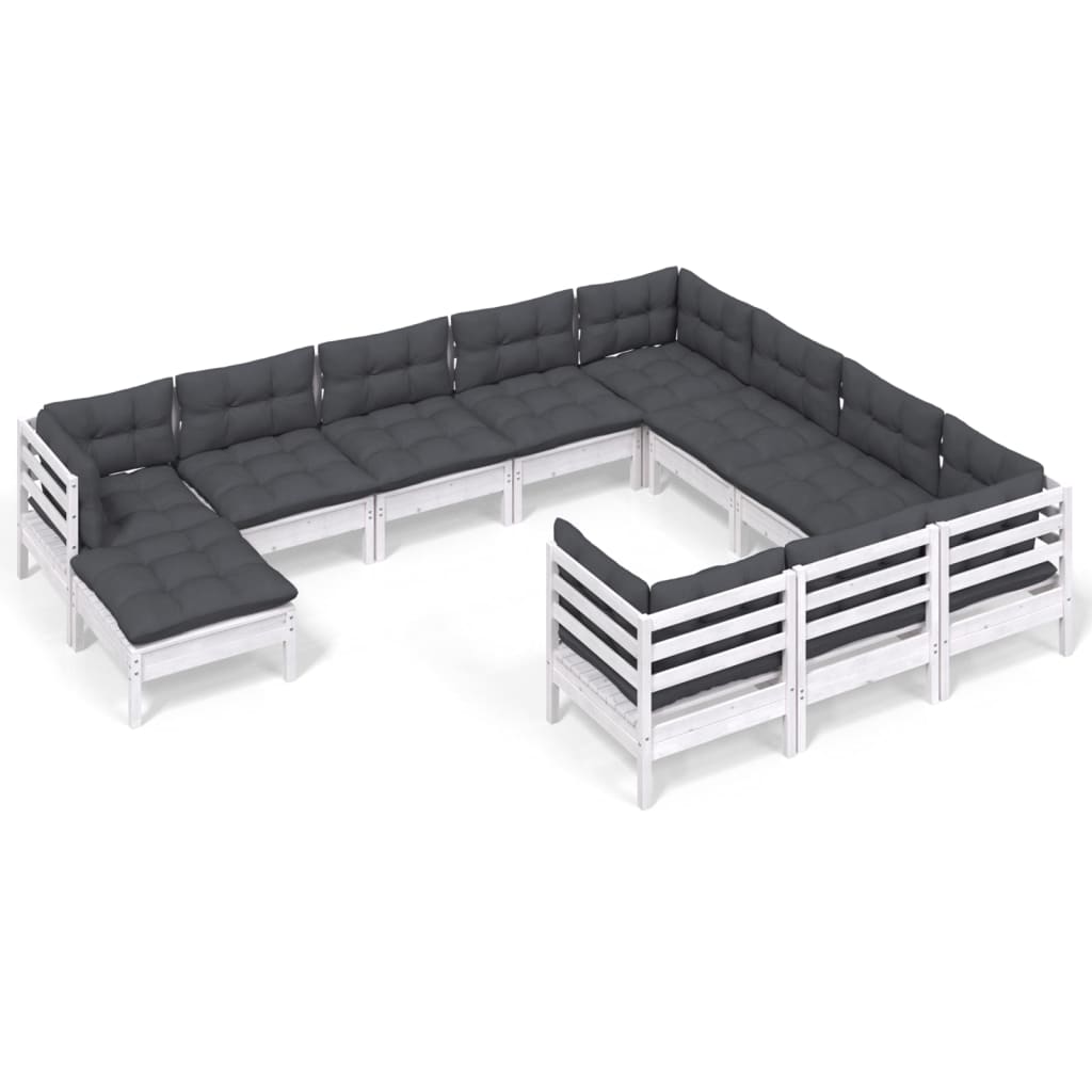 Hagesofagruppe Med Puter 11 Deler Hvit Heltre Furu