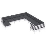 Hagesofagruppe Med Puter 11 Deler Hvit Heltre Furu