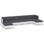 Hagesofagruppe Med Puter 7 Deler Furu Hvit
