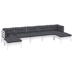 Hagesofagruppe Med Puter 7 Deler Furu Hvit