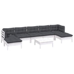 Hagesofagruppe Med Puter 8 Deler Furu Hvit
