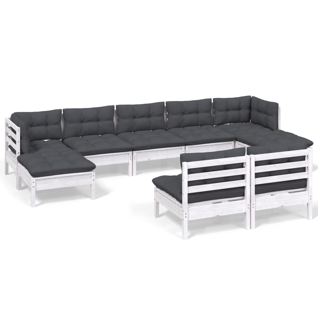 Hagesofagruppe Med Puter 9 Deler Hvit Heltre Furu