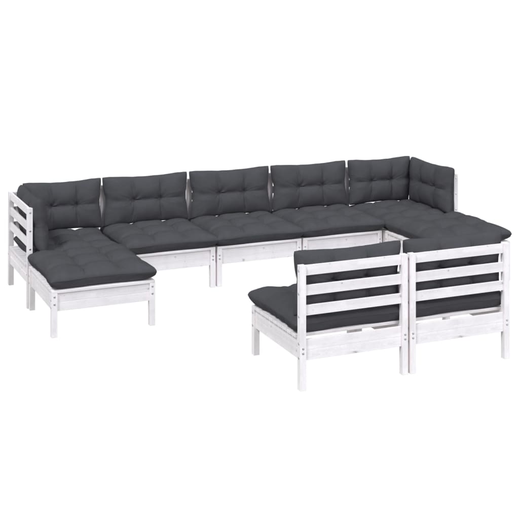 Hagesofagruppe Med Puter 9 Deler Hvit Heltre Furu
