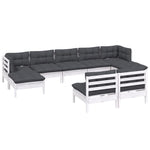 Hagesofagruppe Med Puter 9 Deler Hvit Heltre Furu