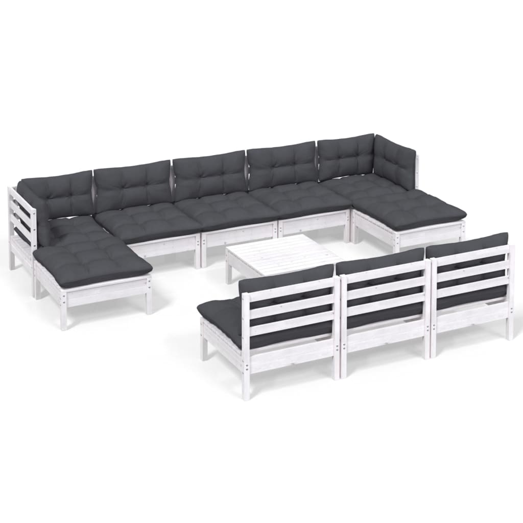 Hagesofagruppe Med Puter 11 Deler Hvit Heltre Furu