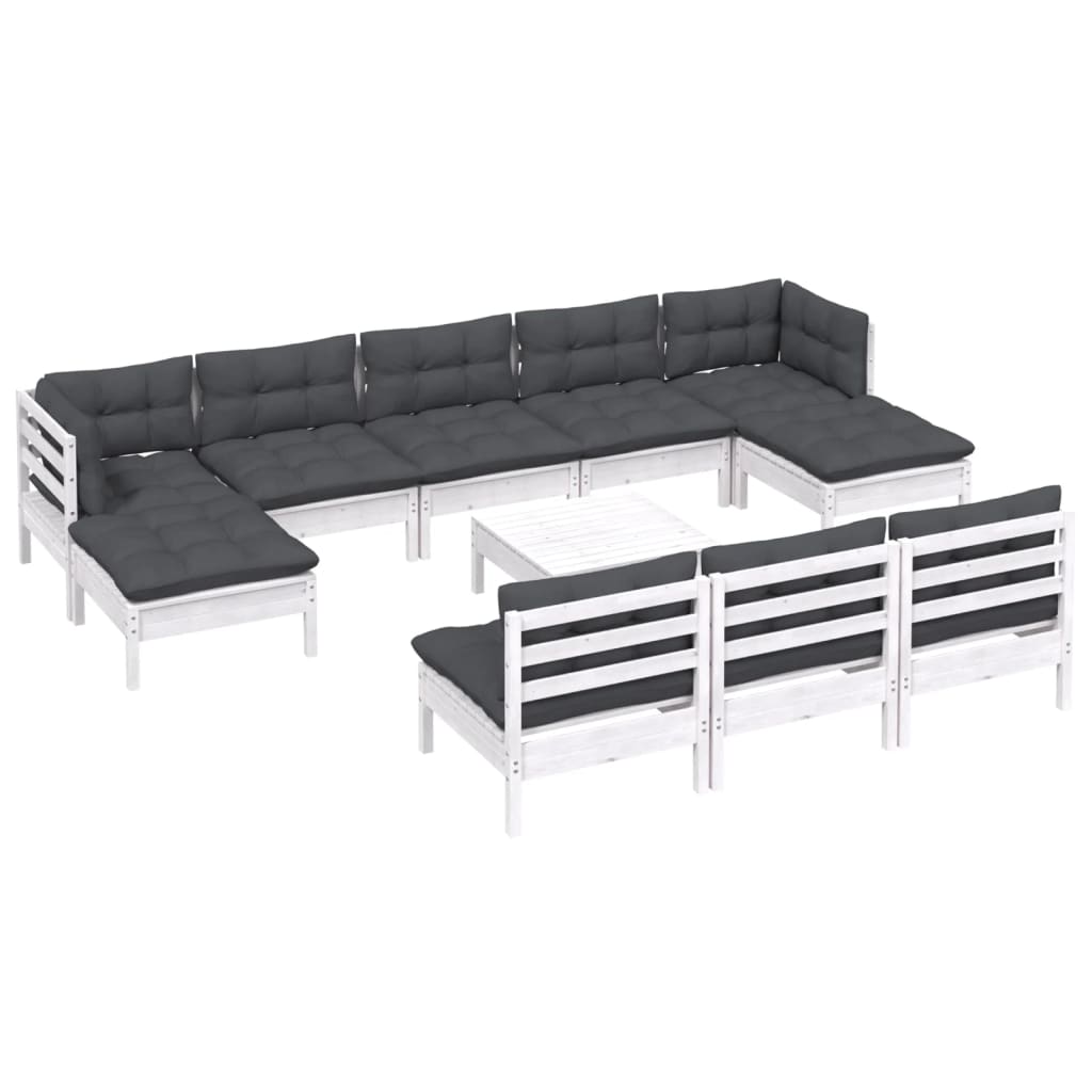 Hagesofagruppe Med Puter 11 Deler Hvit Heltre Furu