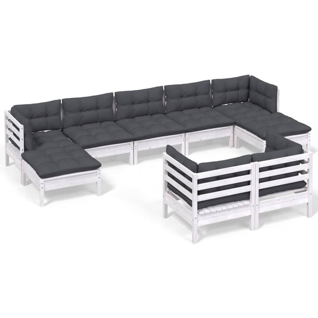 Hagesofagruppe Med Puter 9 Deler Hvit Heltre Furu