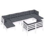 Hagesofagruppe Med Puter 10 Deler Hvit Heltre Furu