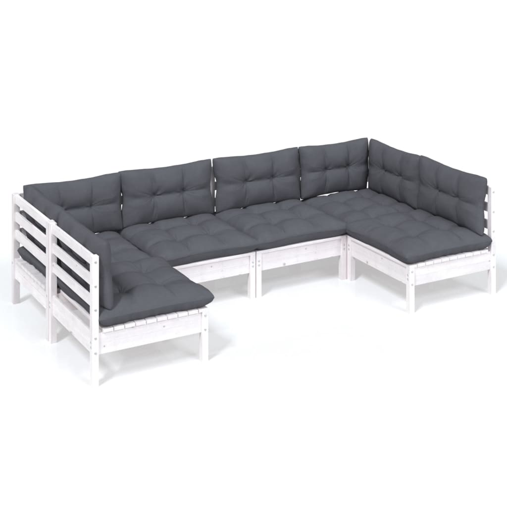 Hagesofagruppe Med Puter 6 Deler Hvit Heltre Furu
