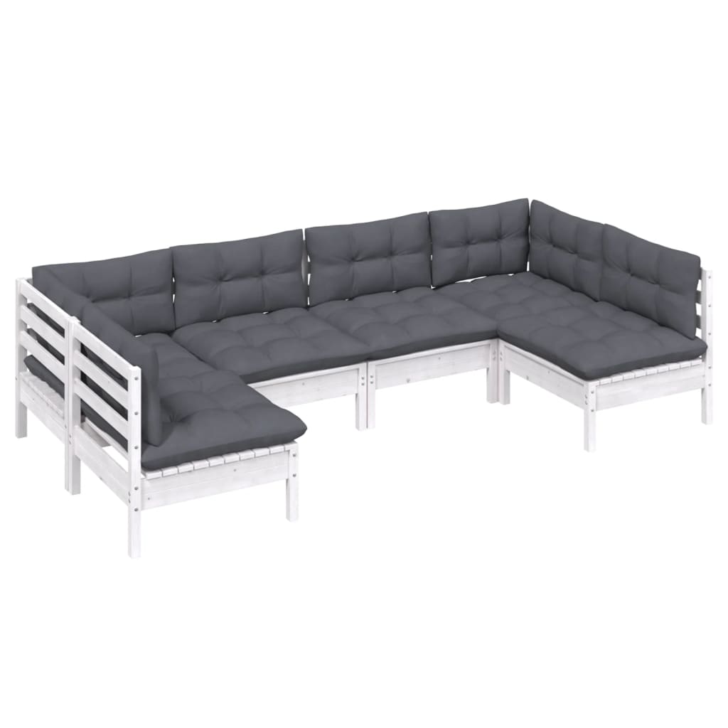 Hagesofagruppe Med Puter 6 Deler Hvit Heltre Furu