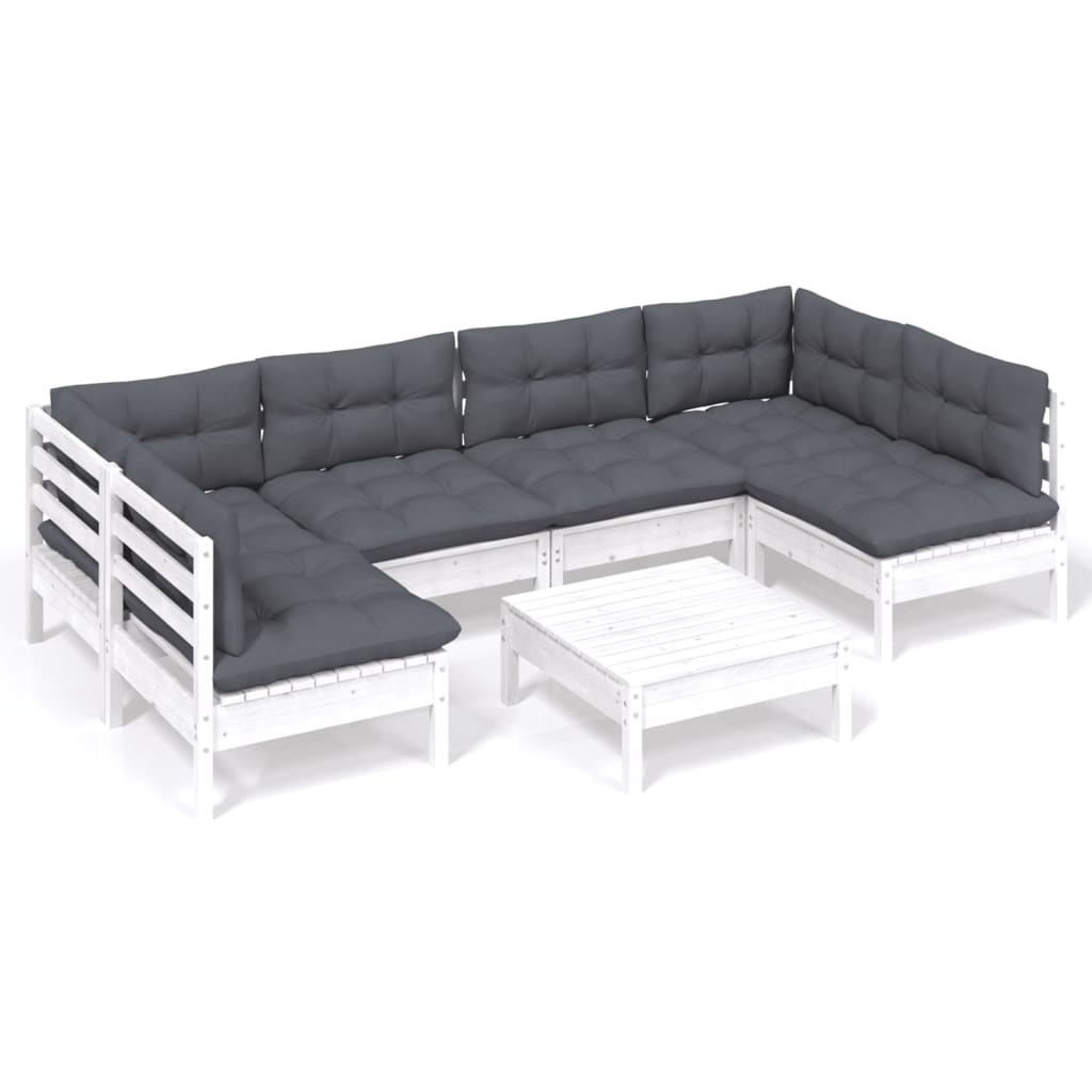 Hagesofagruppe Med Puter 7 Deler Hvit Heltre Furu
