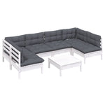 Hagesofagruppe Med Puter 7 Deler Hvit Heltre Furu