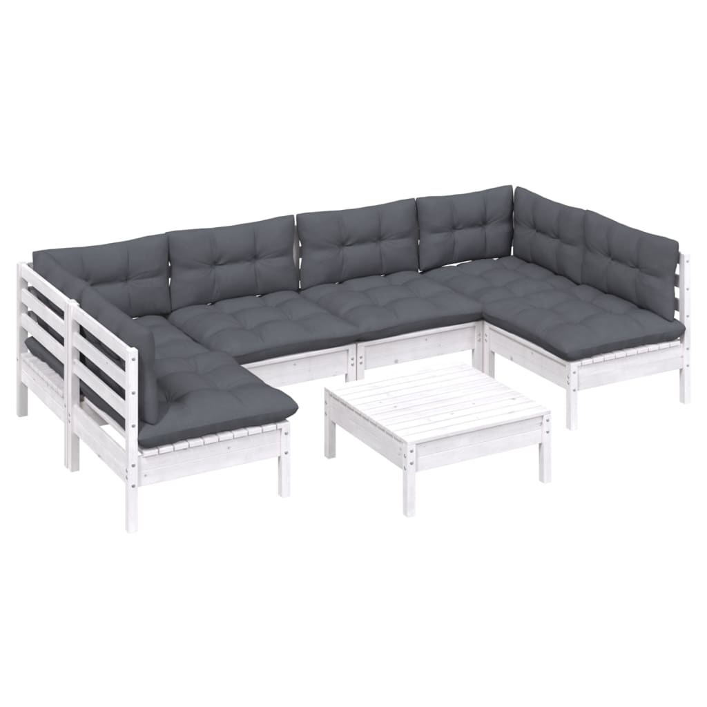 Hagesofagruppe Med Puter 7 Deler Hvit Heltre Furu