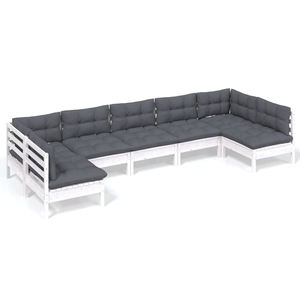 Hagesofagruppe Med Puter 7 Deler Hvit Heltre Furu