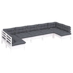 Hagesofagruppe Med Puter 7 Deler Hvit Heltre Furu