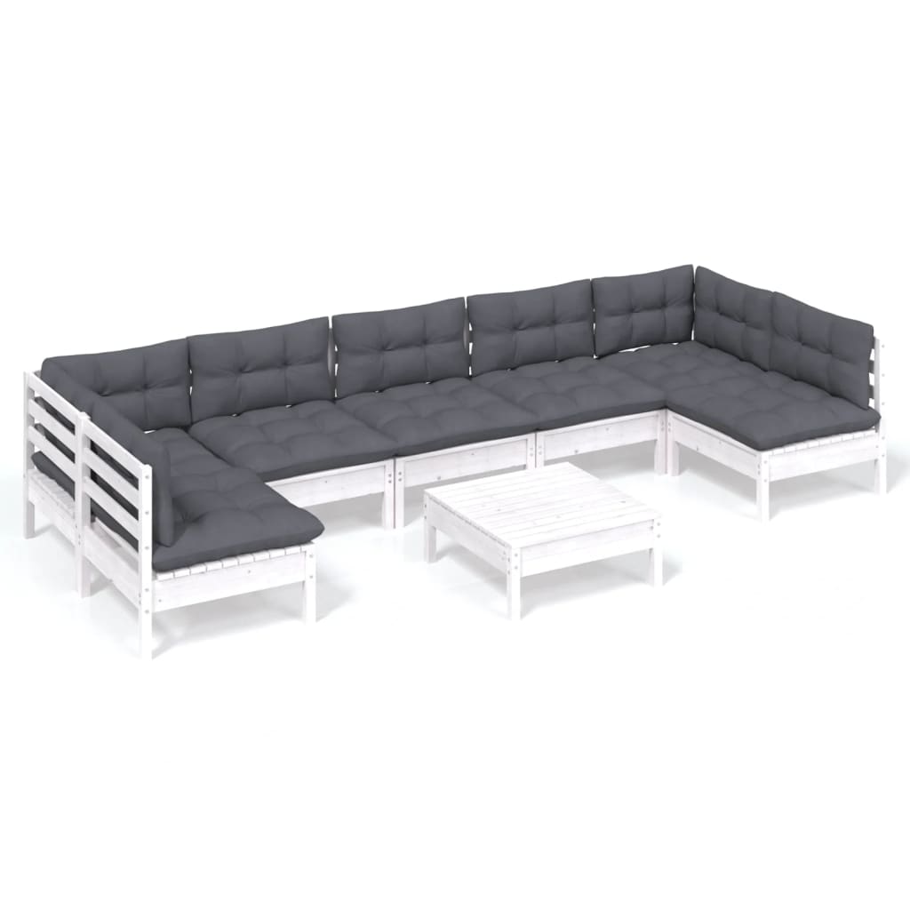 Hagesofagruppe Med Puter 8 Deler Hvit Heltre Furu