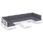 Hagesofagruppe Med Puter 8 Deler Hvit Heltre Furu