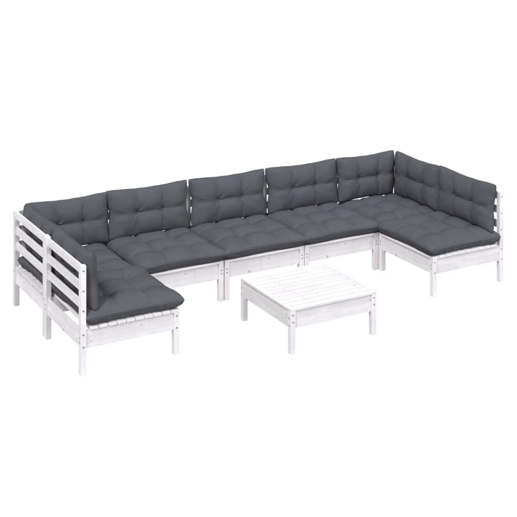 Hagesofagruppe Med Puter 8 Deler Hvit Heltre Furu