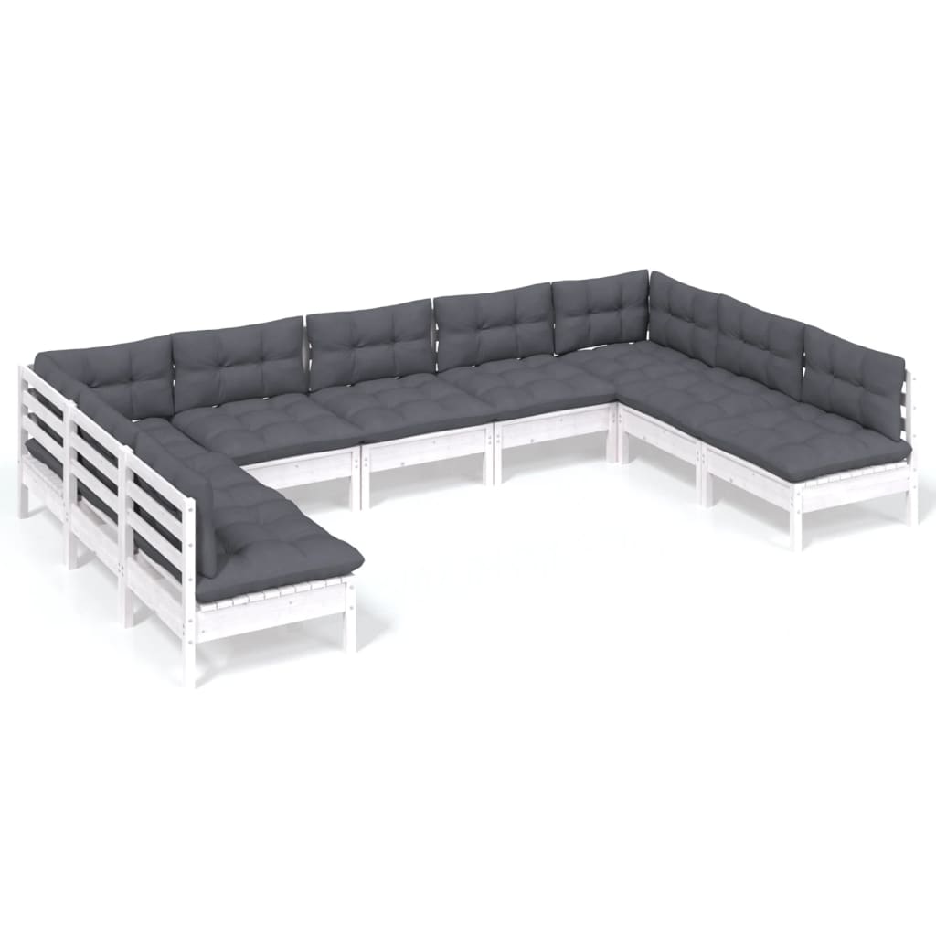 Hagesofagruppe Med Puter 9 Deler Hvit Heltre Furu