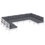 Hagesofagruppe Med Puter 9 Deler Hvit Heltre Furu