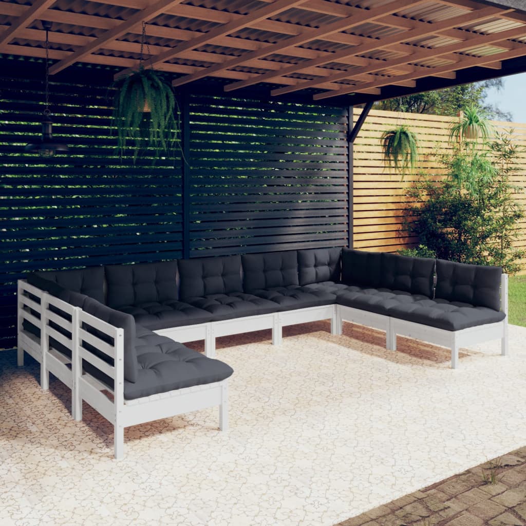 Hagesofagruppe Med Puter 9 Deler Hvit Heltre Furu