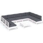 Hagesofagruppe Med Puter 10 Deler Hvit Heltre Furu