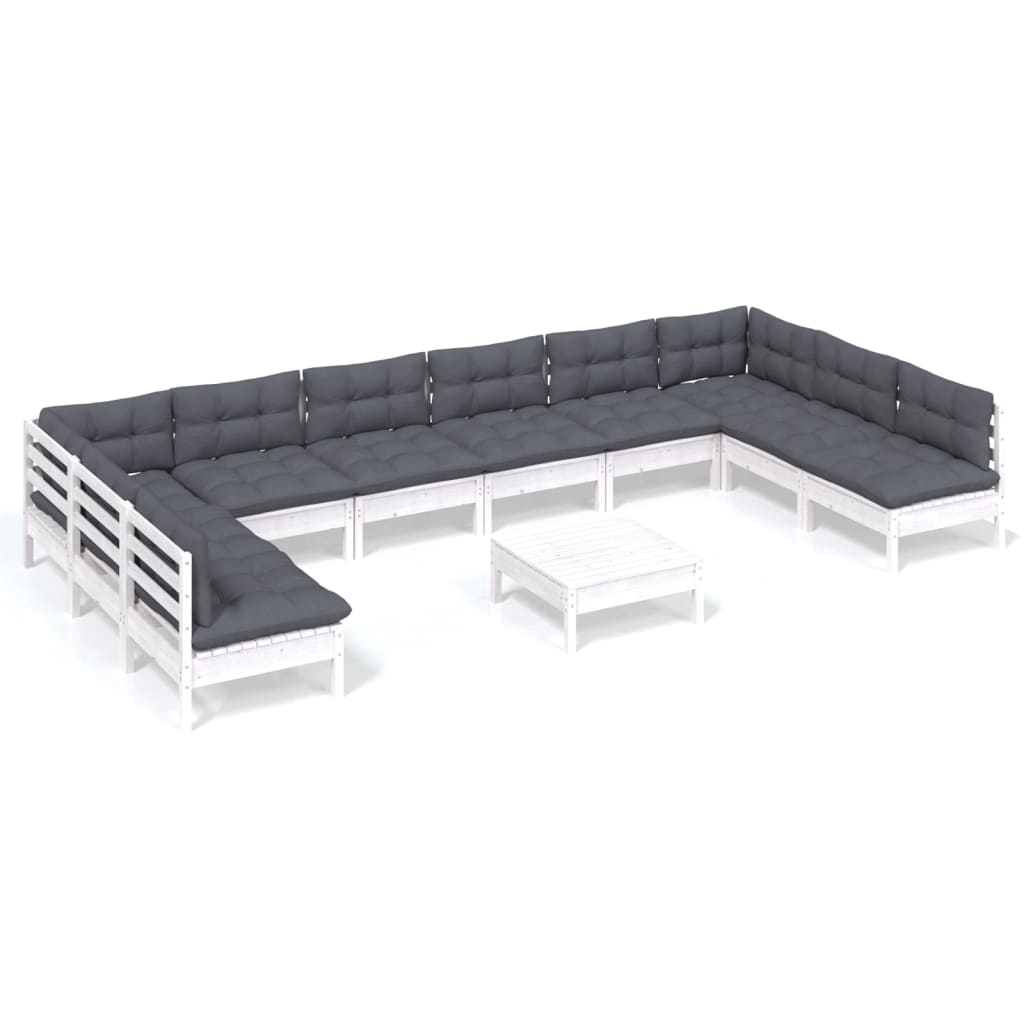 Hagesofagruppe Med Puter 11 Deler Hvit Heltre Furu